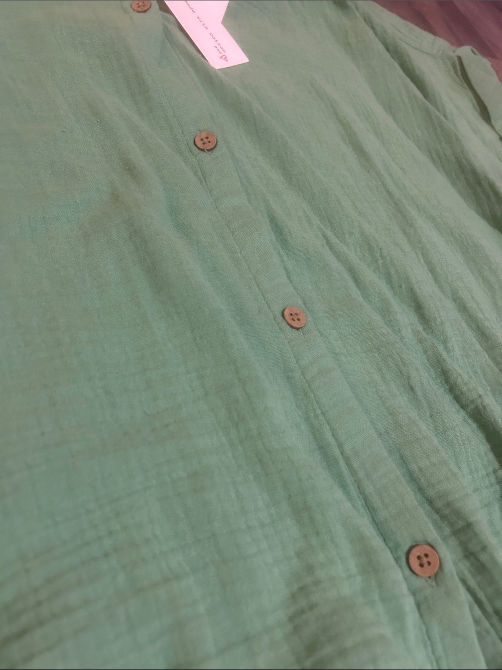 beachlunchlounge Women’s Shirt Green Lightweight Button-Front 100% Cotton - XL - Picture 8 of 8